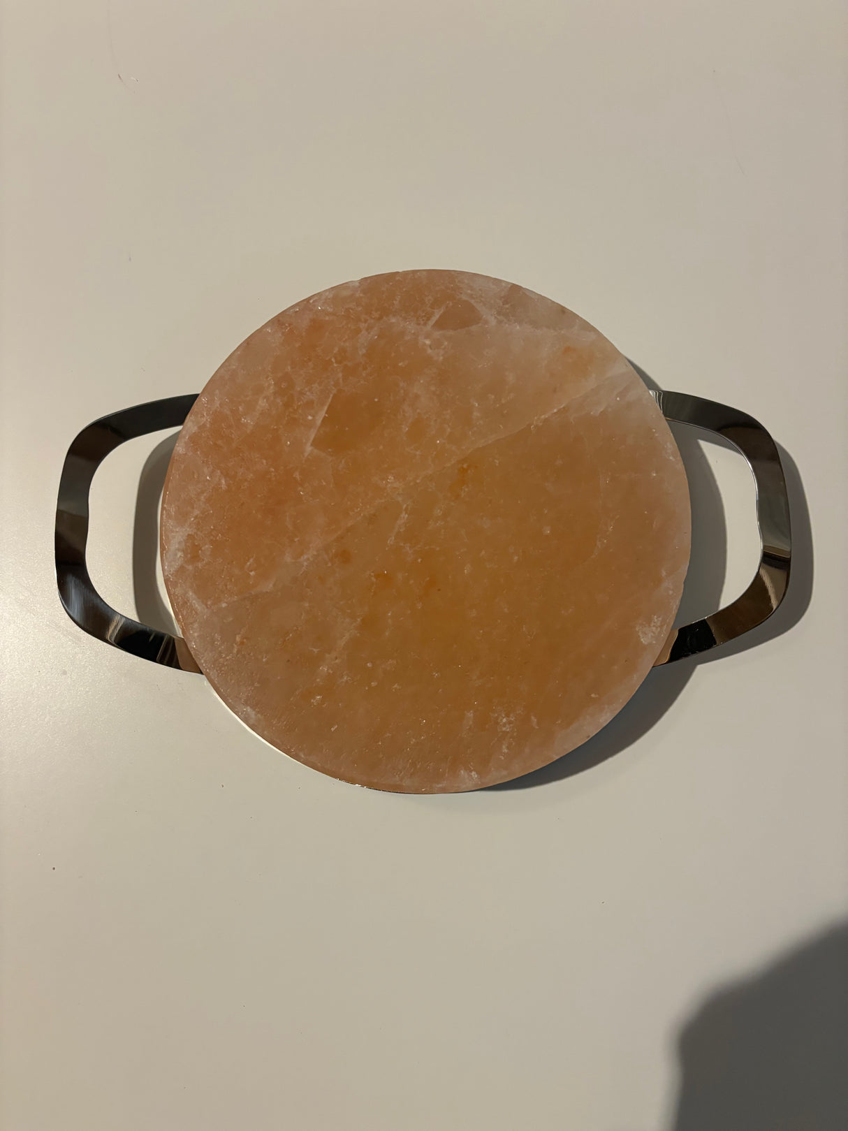 Himalaya Zoutsteen Kook-/Serveerplaat Rond incl. Rvs frame – Ø20x4cm