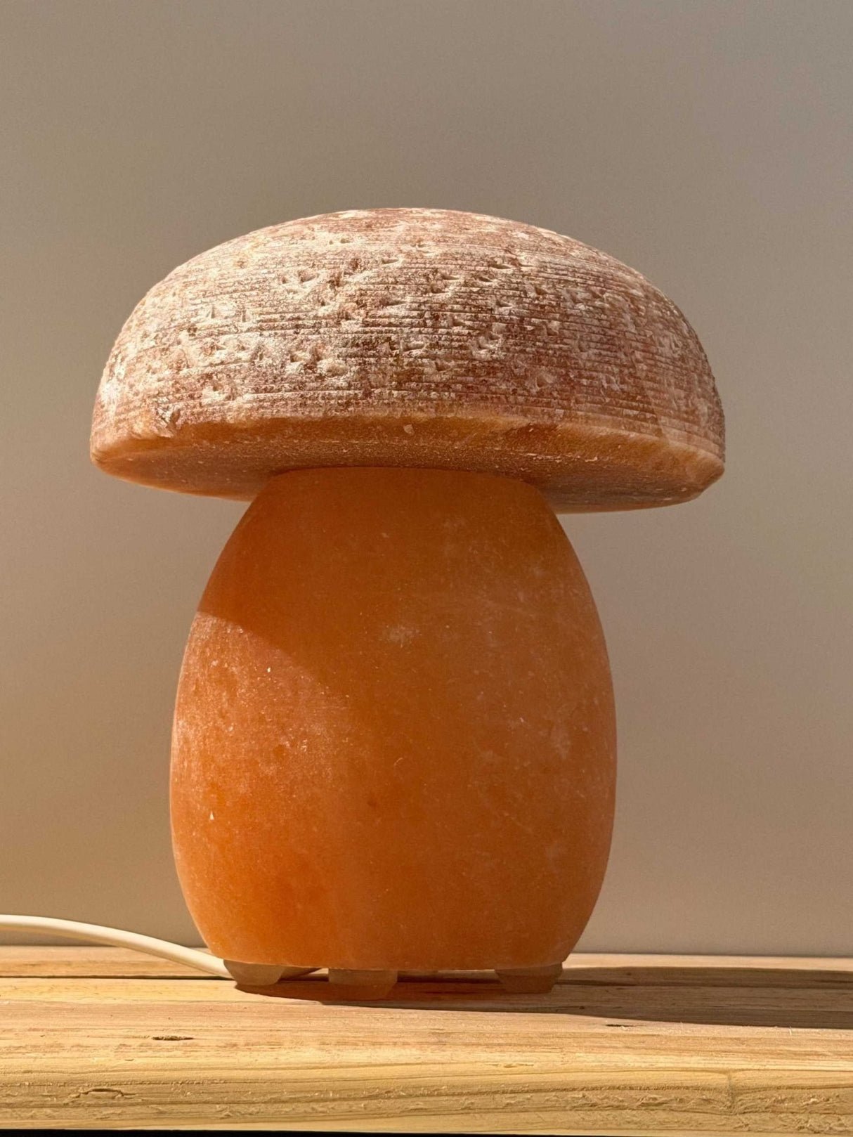 Himalaya Zoutlamp paddenstoel met roze stam en rode top inclusief snoer en lampje