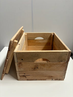 Handgemaakte houten kist van gerecycled hout – met deksel, robuuste uitstraling