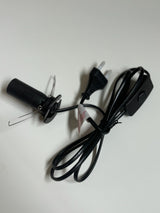 Elektriciteitssnoer van 1,5 meter met eenvoudige aan/uit-schakelaar en E14 fitting – geschikt voor zoutlampen tot 25 watt.